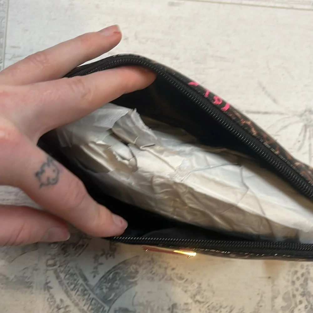 Victoria's Secret Leopard Print and Pink Cosmetic Bag